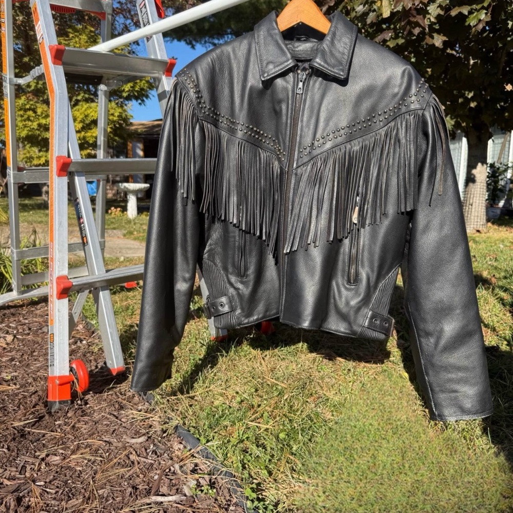 Black Fringe Leather Jacket